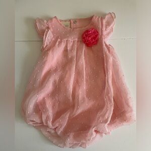 First Impression Baby Girl’s Peachy Pink Bubble One Piece Outfit 24m